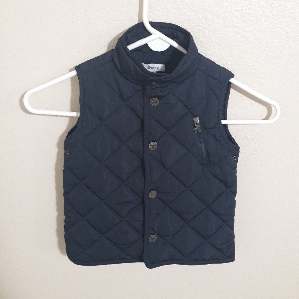 Frenchie Sz 2T Vest Snaps Band Collar Black